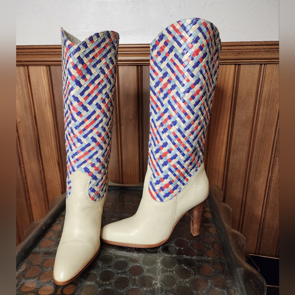 NWOT Zalo Vintage 80s Woven Western Cowgirl Boots Size 6